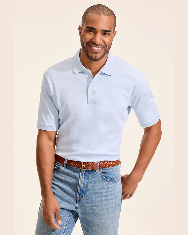 Lands' End Supima Kurzarm-Polo, Classic Fit, Herren, Größe regular, Blau, Baumwolle, by Blau
