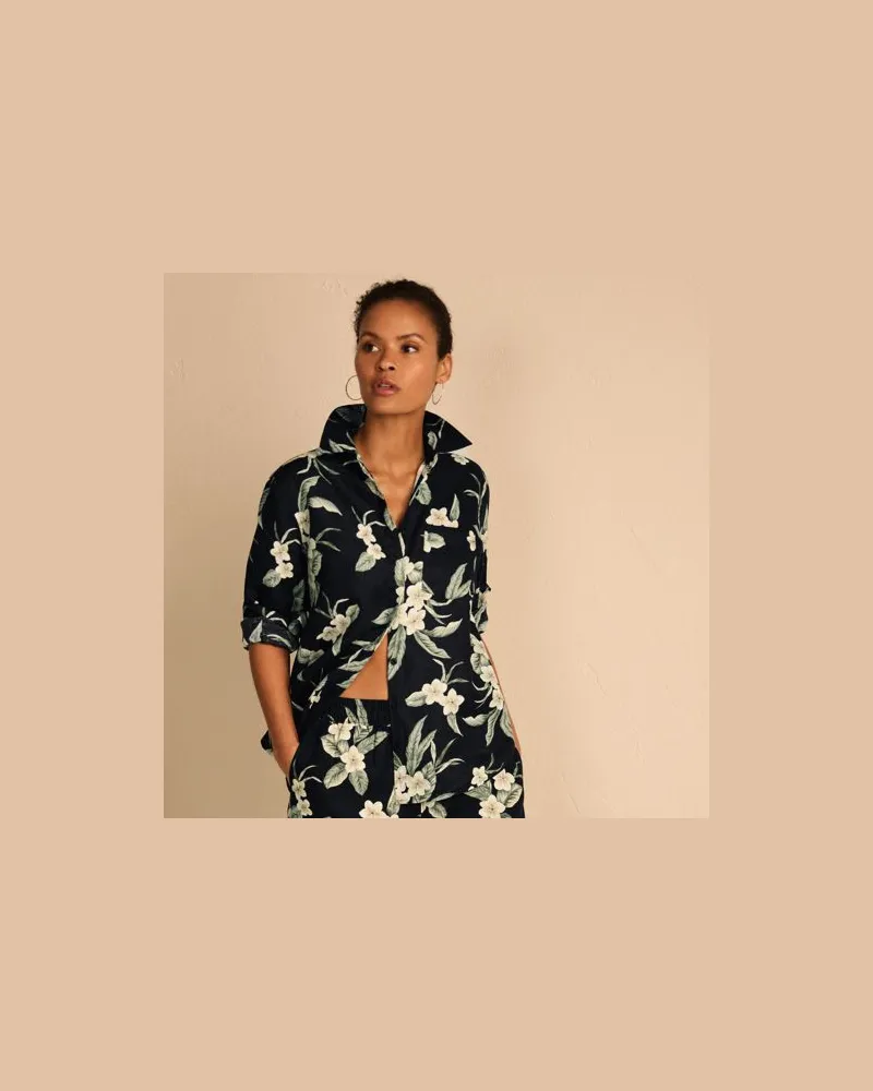 Lands' End Leinenbluse, Damen, Größe:40-42 regular, Schwarz, Leinen, by Schwarz