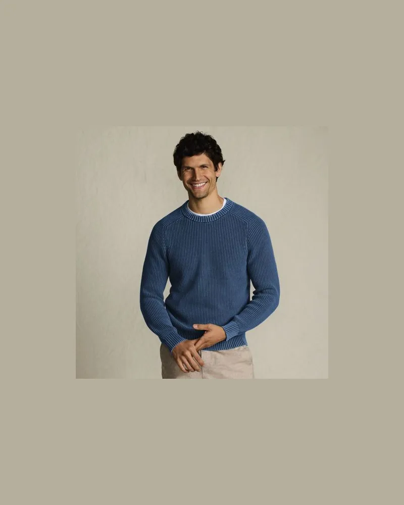 Lands' End DRIFTER Pullover im Shaker-Rippstrick, Herren, Größe:56-58 regular, Blau, Baumwolle, by Blau
