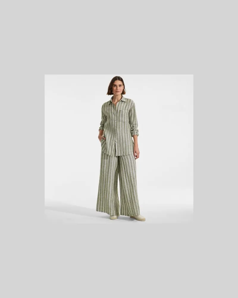 Lands' End Palazzohose aus reinem Leinen, Damen, Größe:44-46 regular, Grün, Leinen, by Grün