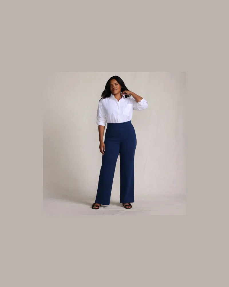 Lands' End Serious Sweats Straight Fit Thermohose, Damen, Größe plus, Blau, Baumwoll-Mischung/Polyester-Mischung, by Blau