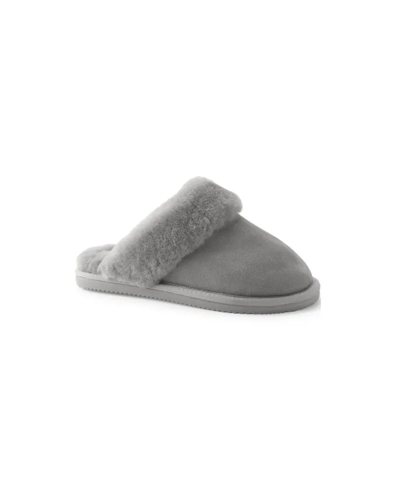 Lands' End Veloursleder-Pantoffeln, Damen, Größe regular, Braun, Wolle/Leder/Rauleder, by Braun