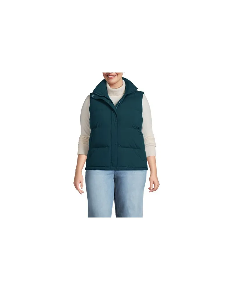 Lands' End Wasserabweisende Daunenweste, Damen, Größe plus, Blau, Nylon, by Blau