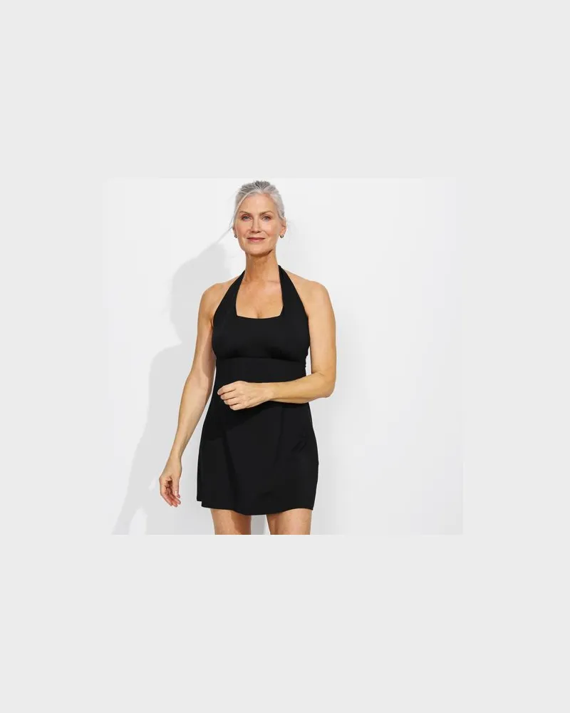 Lands' End Neckholder-Badekleid, Damen, Größe:32-34 regular, Schwarz, Elasthan/Nylon-Mischung, by Schwarz
