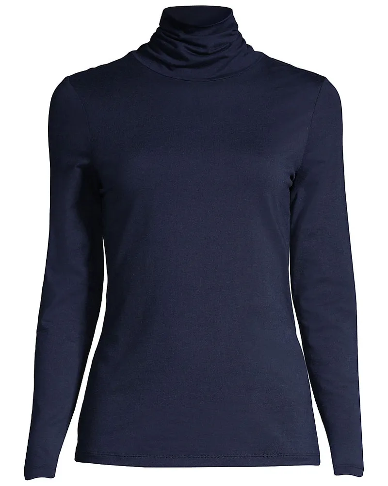 Lands' End Rollkragenshirt aus Baumwoll/Modalmix, Damen, Größe regular, Blau, Baumwolle/Elasthan/Baumwolle Modal, by Blau