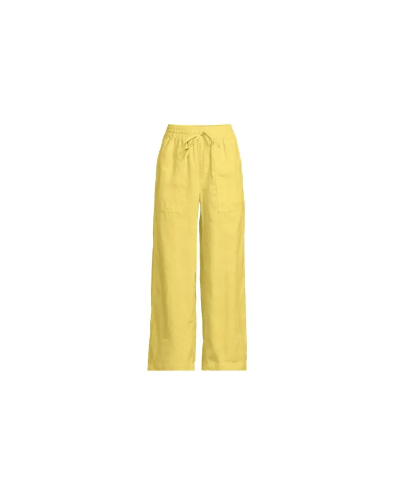 Lands' End Weite 7/8-Leinenhose mit Dehnbund, Damen, Größe regular, Gelb, Leinen, by Gelb