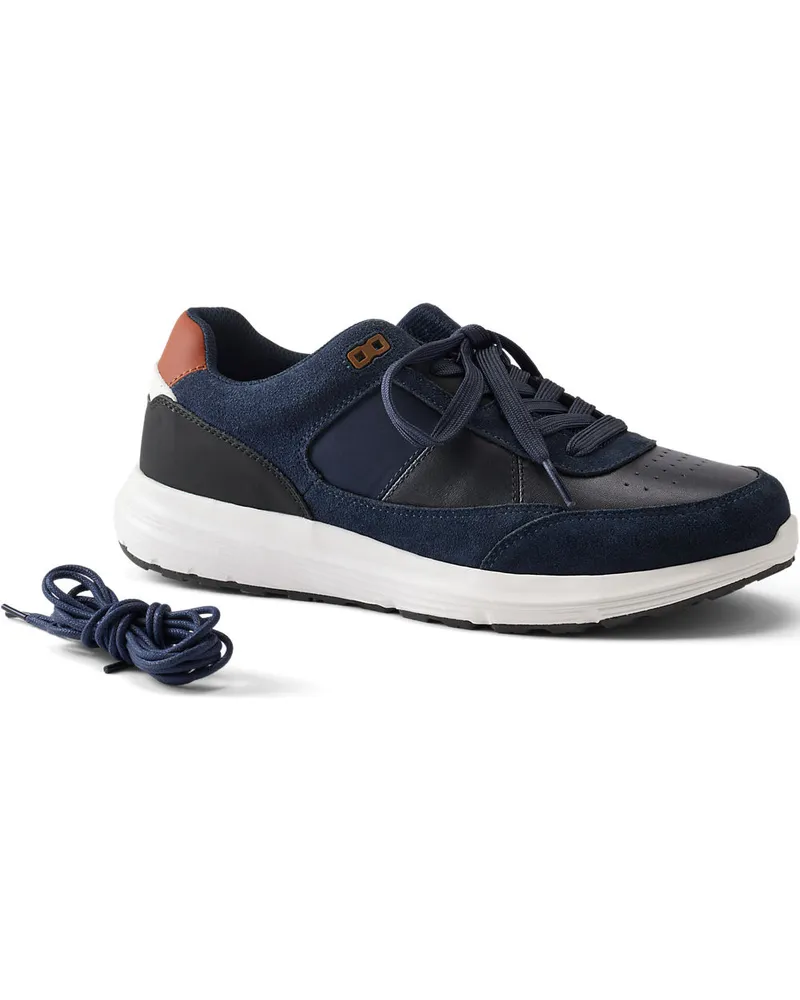 Lands' End Veloursleder/Leder-Sneaker, Herren, Größe regular, Blau, Leder/Rauleder, by Blau