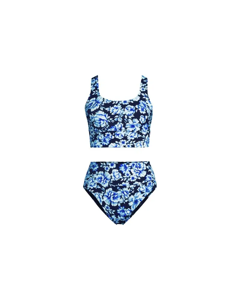 Lands' End Midkini-Set, Damen, Größe plus, Blau, Elasthan/Metall/Nylon-Mischung, by Blau
