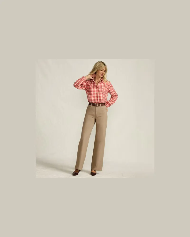 Lands' End 5-Pocket-Chinos mit weitem Bein, Damen, Größe regular, Braun, Baumwoll-Mischung, by Braun
