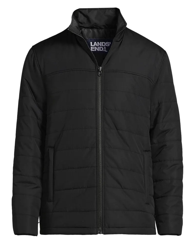 Lands' End Wasserabweisende Steppjacke, Herren, Größe regular, Schwarz, Polyester, by Schwarz