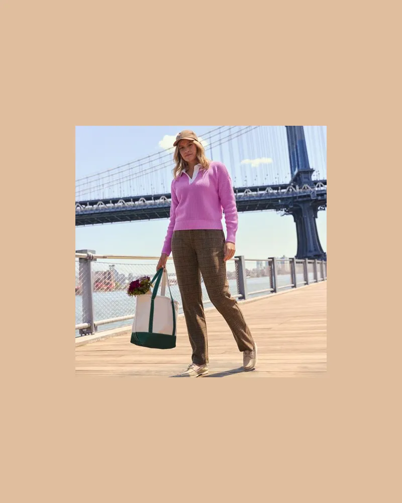 Lands' End Straight Fit Freizeithose SPORT KNIT, Damen, Größe regular, Braun, Baumwolle, by Braun