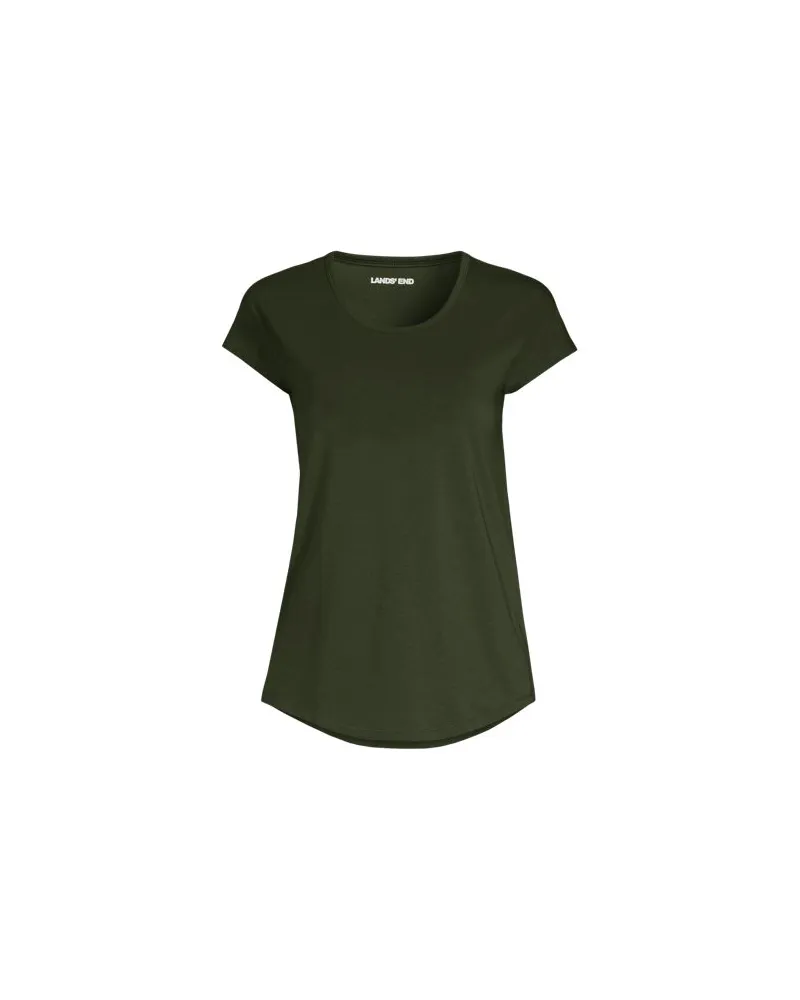 Lands' End Shirt aus Baumwolle/Modal-Mix mit Ballett-Ausschnitt, Damen, Größe petite, Grün, Baumwolle Modal, by Grün