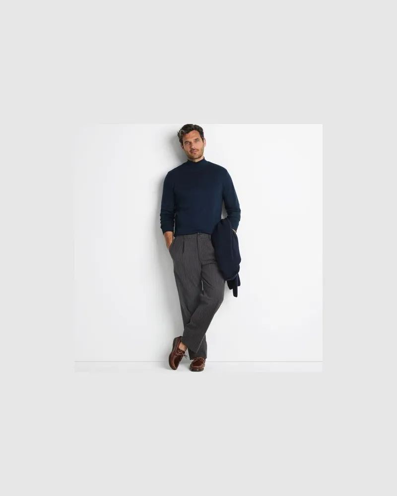 Lands' End Supima Stehbundshirt, Classic Fit, Herren, Größe:44-46 regular, Blau, Baumwolle, by Blau
