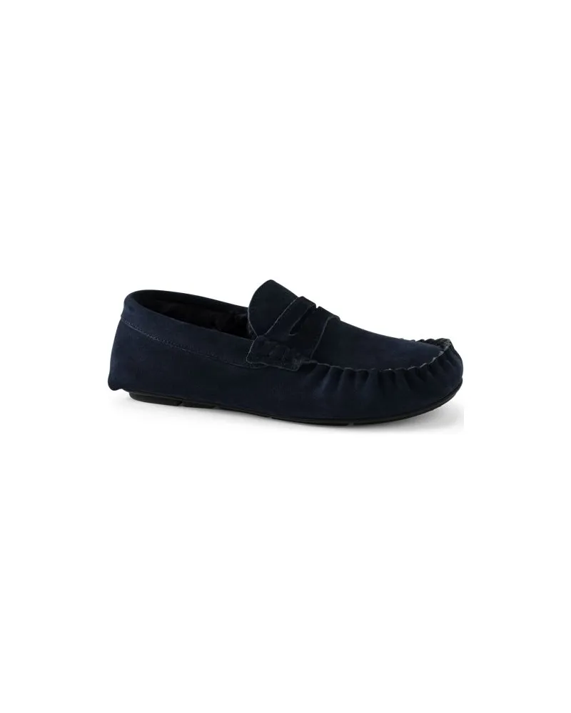 Lands' End Veloursleder-Mokassins, Herren, Größe regular, Blau, Polyester, by Blau