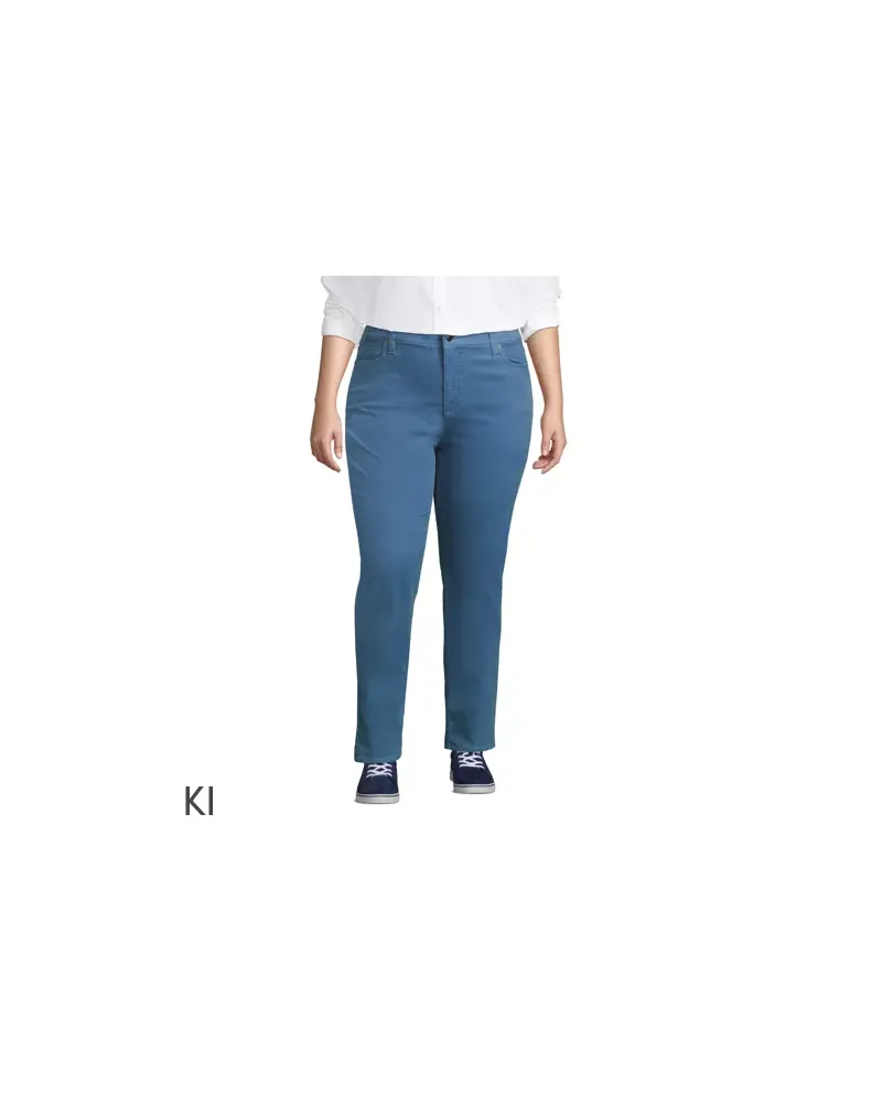 Lands' End Straight Fit Cordhose Mid Waist, Damen, Größe plus, Blau, Baumwoll-Mischung, by Blau
