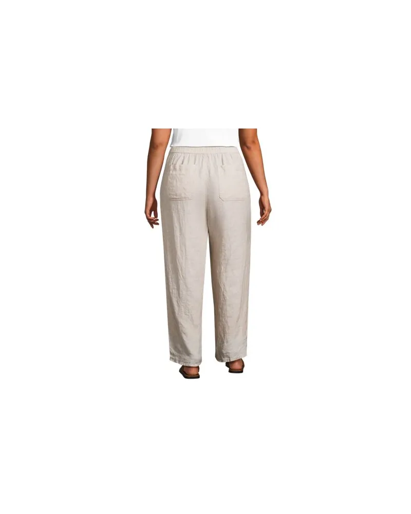 Lands' End Relaxte Leinenhose mit geradem Bein, Damen, Größe plus, Weiß, Leinen, by Weiß