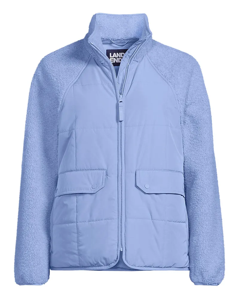 Lands' End Steppjacke mit Teddy-Ärmeln, Damen, Größe plus, Blau, Polyester, by Blau