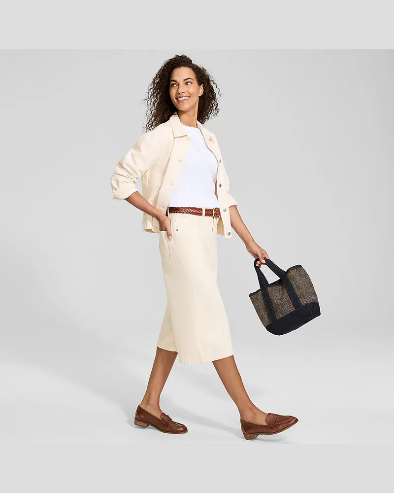 Lands' End Soft Comfort Jeans-Culotte im Leinenmix, Damen, GrÃ¶ÃŸe:34 petite, WeiÃŸ, Baumwolle/Leinen/Lyocell (Viskose), by Weiãÿ