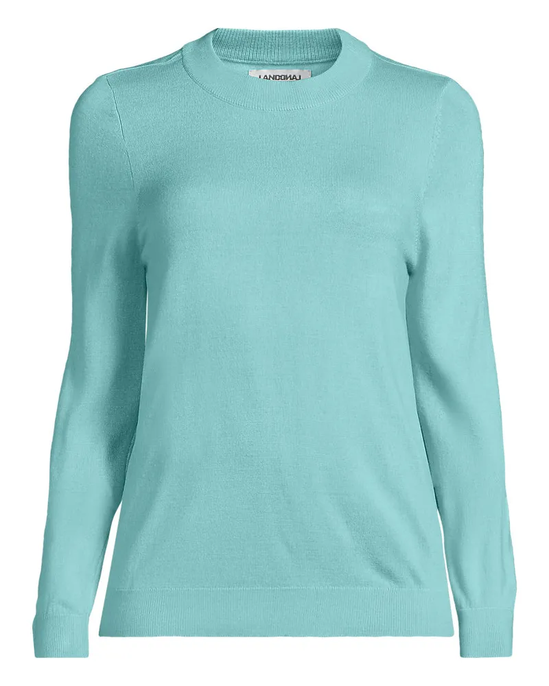 Lands' End CashTouch Rundhalspullover, Damen, Größe regular, Grün, Polyacryl, by Grün