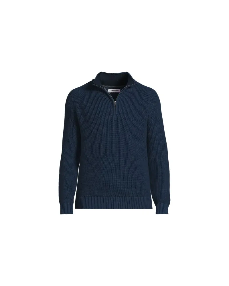 Lands' End DRIFTER Pullover mit Reißverschluss, Herren, Größe:48-50 regular, Blau, Baumwolle, by Blau