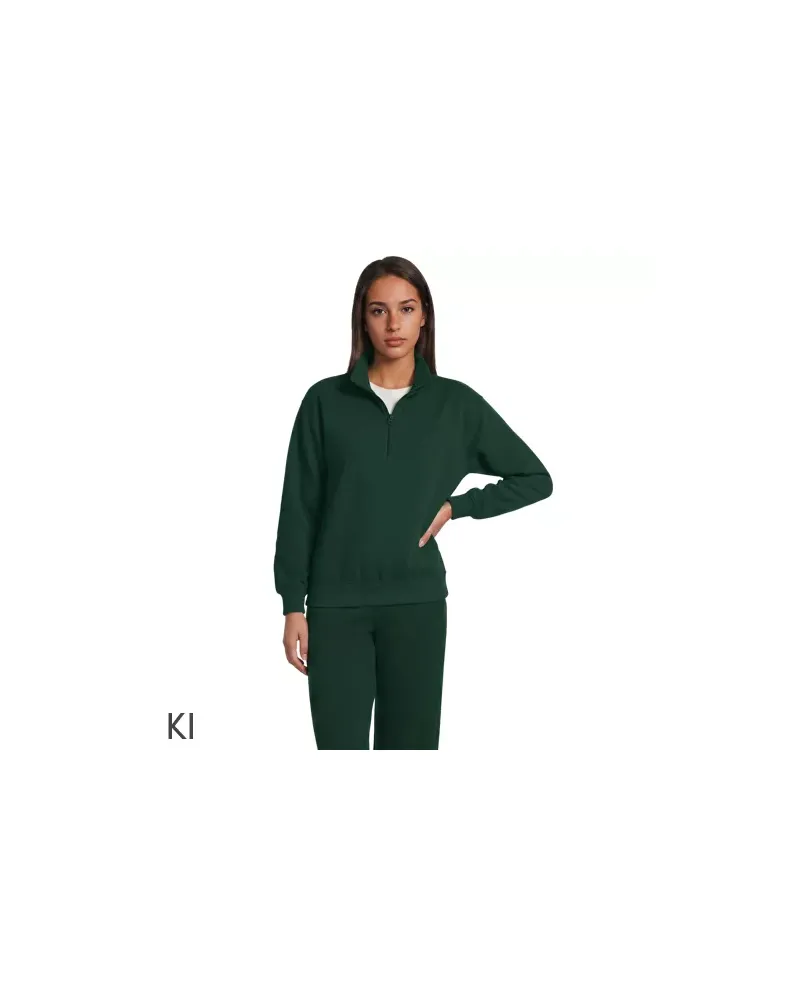 Lands' End Serious Sweats Pullover mit Reißverschluss, Damen, Größe regular, Grün, Baumwoll-Mischung/Polyester-Mischung, by Grün