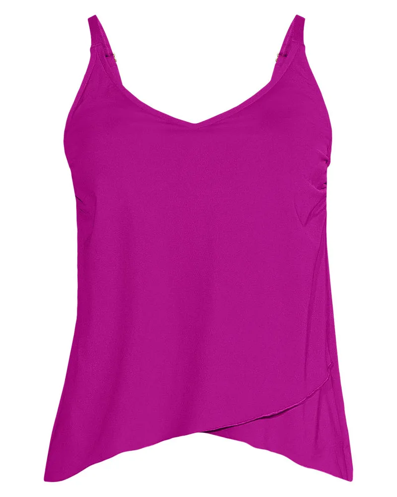 Lands' End Tankinitop mit Tulpensaum chlorresistent, Damen, Größe regular, Lila, Nylon-Mischung, by Lila
