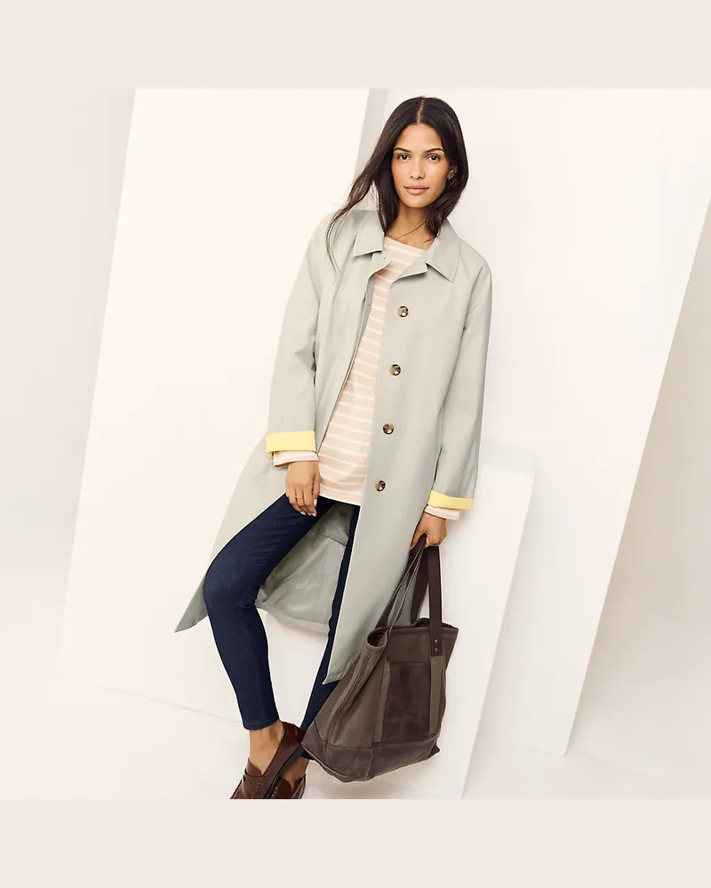 Lands' End Wasserabweisender Mantel, Damen, Größe regular, Weiß, Polyester, by Weiß