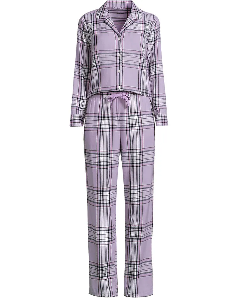 Lands' End Pyjama-Set aus reinem Baumwoll-Flanell, Damen, Größe regular, Lila, Baumwolle, by Lila
