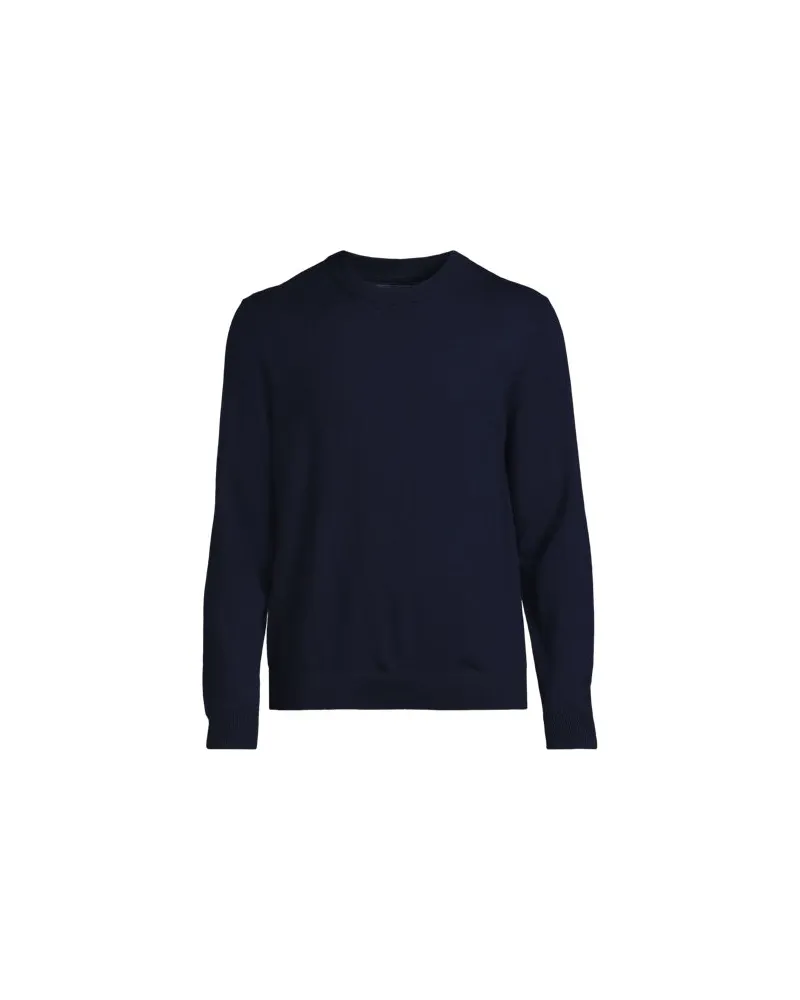 Lands' End Merino-Pullover mit Rundhals, Herren, Größe:56-58 regular, Blau, Wolle, by Blau
