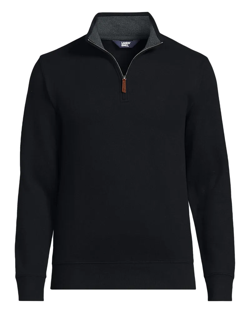 Lands' End Reißverschluss-Pullover aus Bedford-Ripp, Herren, Größe regular, Schwarz, Baumwolle, by Schwarz