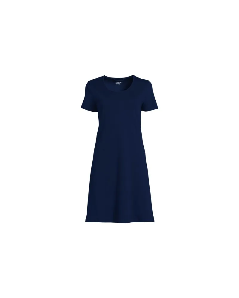 Lands' End Knielanges Kurzarm-Nachthemd aus Baumwolle, Damen, Größe:44-46 regular, Blau, Baumwolle, by Blau