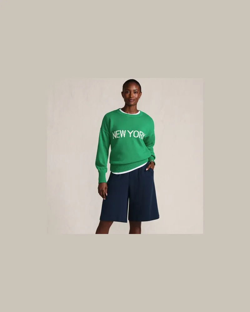 Lands' End Bermuda-Shorts SPORT KNIT, Damen, Größe regular, Blau, Baumwolle, by Blau