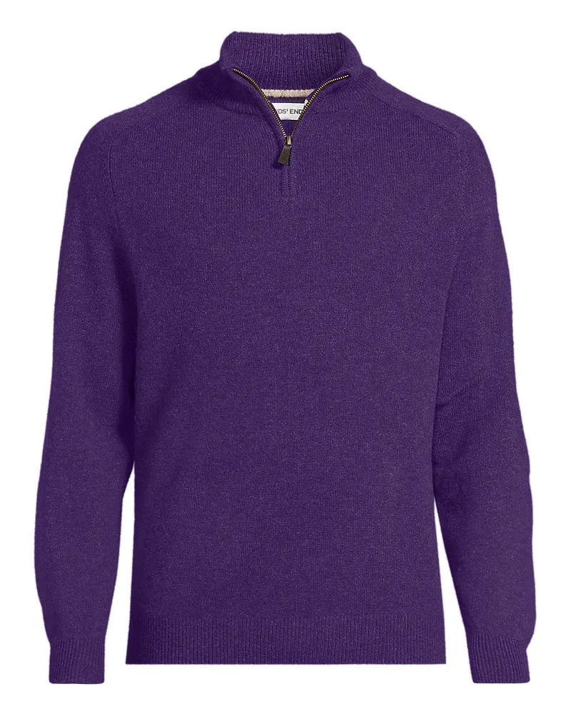 Lands' End Reißverschluss-Pullover aus Lambswool, Herren, Größe regular, Lila, Wolle, by Lila