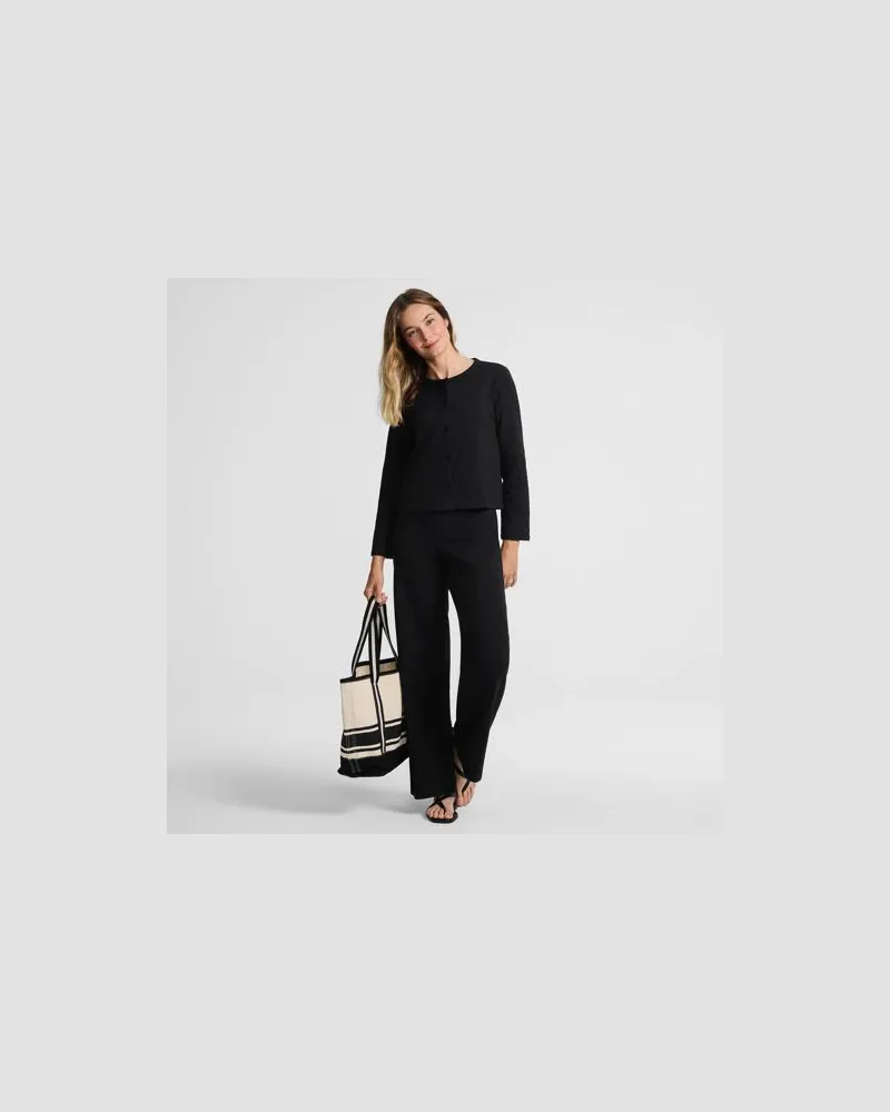 Lands' End Starfish High Waist Hose mit weitem Bein, Damen, Größe regular, Schwarz, Elasthan/Baumwoll-Mischung, by Schwarz