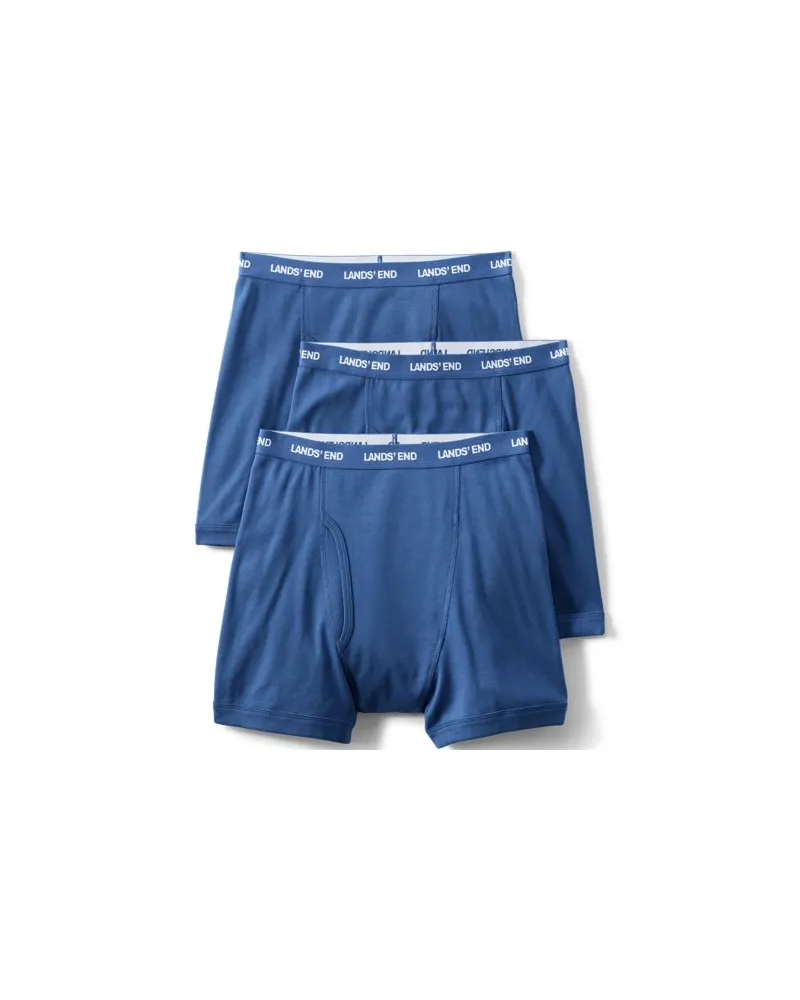 Lands' End Baumwoll-Boxershorts (3er-Set), Herren, Größe regular, Blau, Baumwolle, by Blau