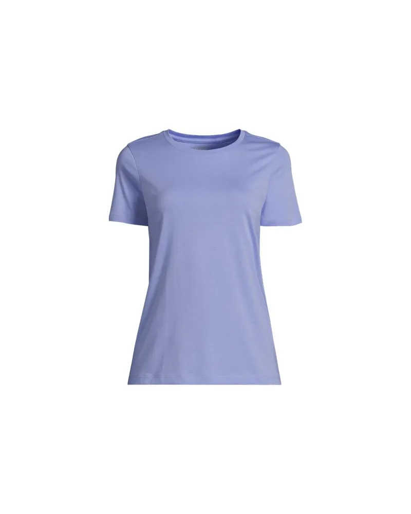 Lands' End Supima Kurzarm-Shirt mit rundem Ausschnitt, Damen, Größe:40-42 regular, Lila, Baumwolle, by Lila