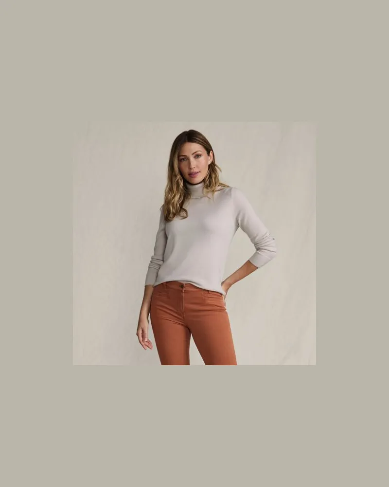 Lands' End Merino-Pullover mit weitem Rollkragen, Damen, Größe:40-42 petite, Braun, by Braun