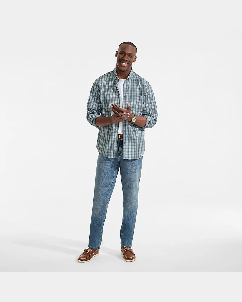 Lands' End Ultimativ-Hemd, Classic Fit, Herren, Größe regular, Grün, Elasthan/Baumwoll-Mischung/Polyester-Mischung, by Grün