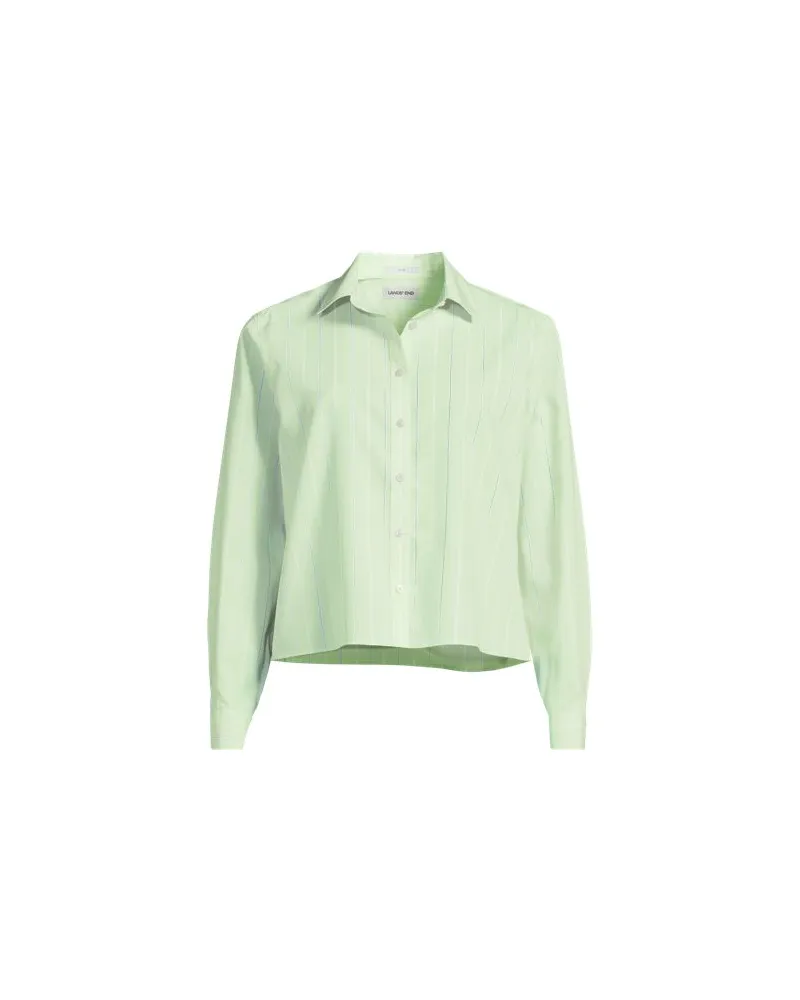 Lands' End Kurze, bügelfreie Hemdbluse in Kastenform, Damen, Größe:44-46 regular, Grün, Baumwolle, by Grün