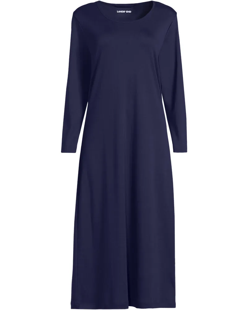 Lands' End Supima Nachthemd, Damen, Größe regular, Blau, Baumwolle, by Blau