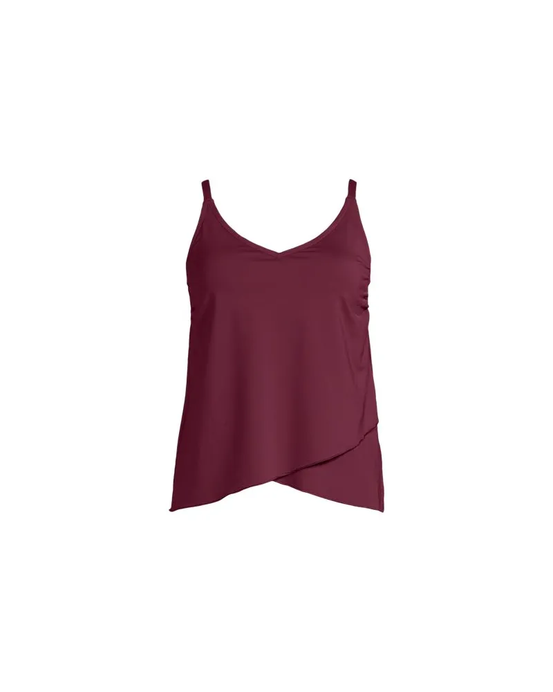 Lands' End Tankinitop mit Tulpensaum chlorresistent, Damen, Größe plus, Rot, Nylon-Mischung, by Rot