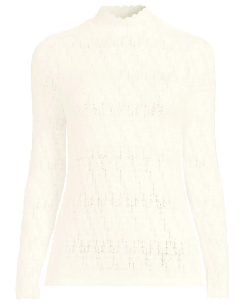 Lands' End Spitzenshirt mit Stehkragen, Damen, GrÃ¶ÃŸe plus, WeiÃŸ, Elasthan/Nylon-Mischung, by Weiãÿ