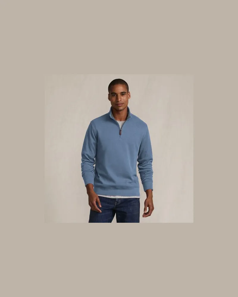 Lands' End Reißverschluss-Pullover aus Bedford-Ripp, Herren, Größe:52-54 regular, Blau, Baumwolle, by Blau