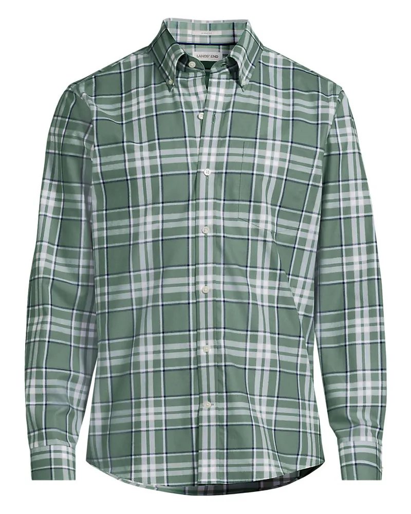 Lands' End CLASSIC FIT. Bügelfreies Twillhemd, Herren, Größe regular, Grün, Baumwolle, by Grün