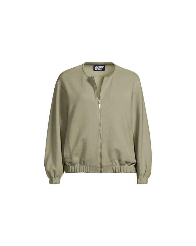 Lands' End Softe Jersey-Bomberjacke, Damen, Größe:32-34 regular, Grün, Baumwolle/Polyester/Baumwoll-Mischung, by Grün