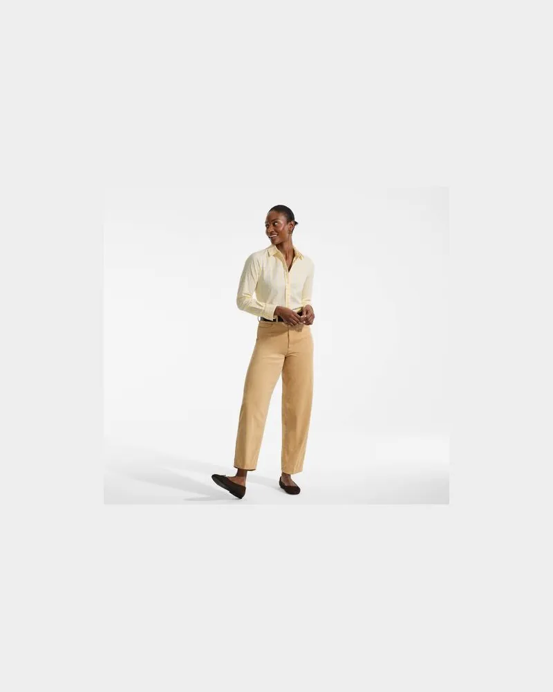 Lands' End Lange leichte Flanellbluse, Damen, Größe petite, Gelb, by Gelb