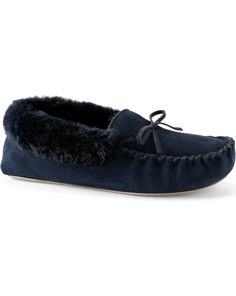 Lands' End Veloursleder-Mokassin, Damen, Größe regular, Blau, Polyester, by Blau