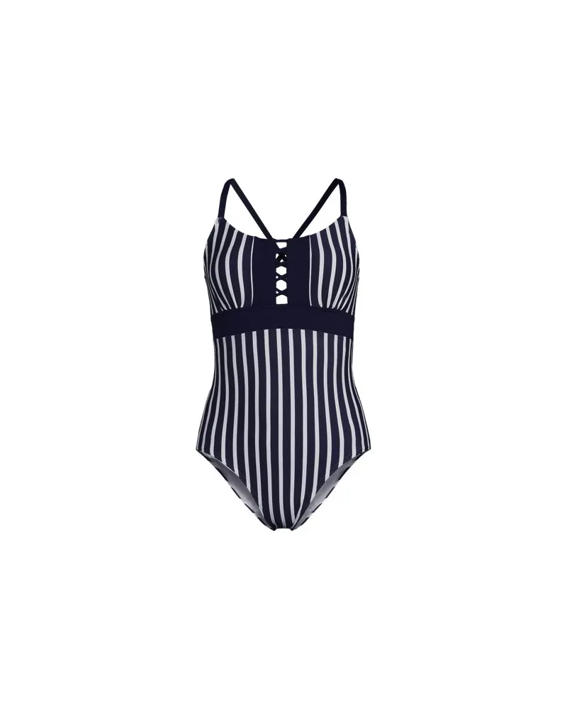 Lands' End Badeanzug mit Schnürung, Damen, Größe plus, Blau, Nylon-Mischung, by Blau