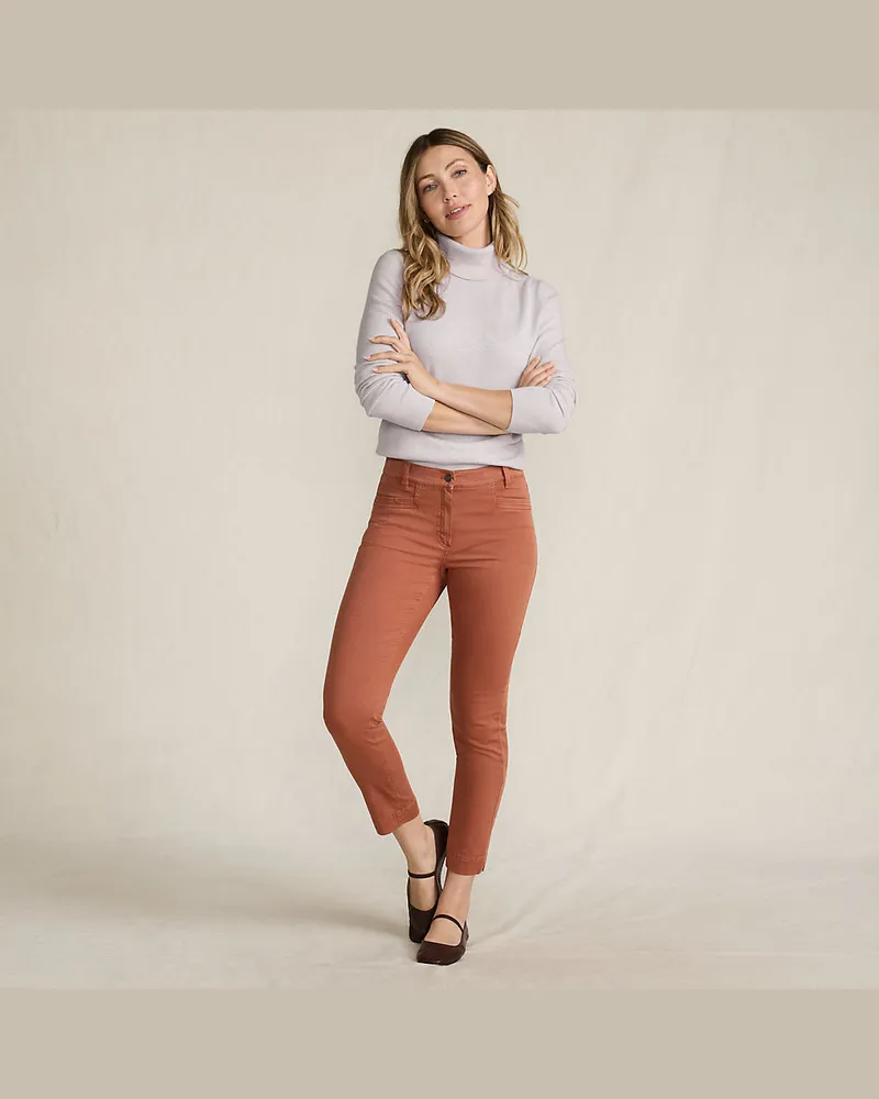 Lands' End Slim Fit 7/8-Chinos Mid Waist, Damen, Größe:34 regular, Orange, Baumwolle/Lyocell (Viskose)/Baumwoll-Mischung, by Orange