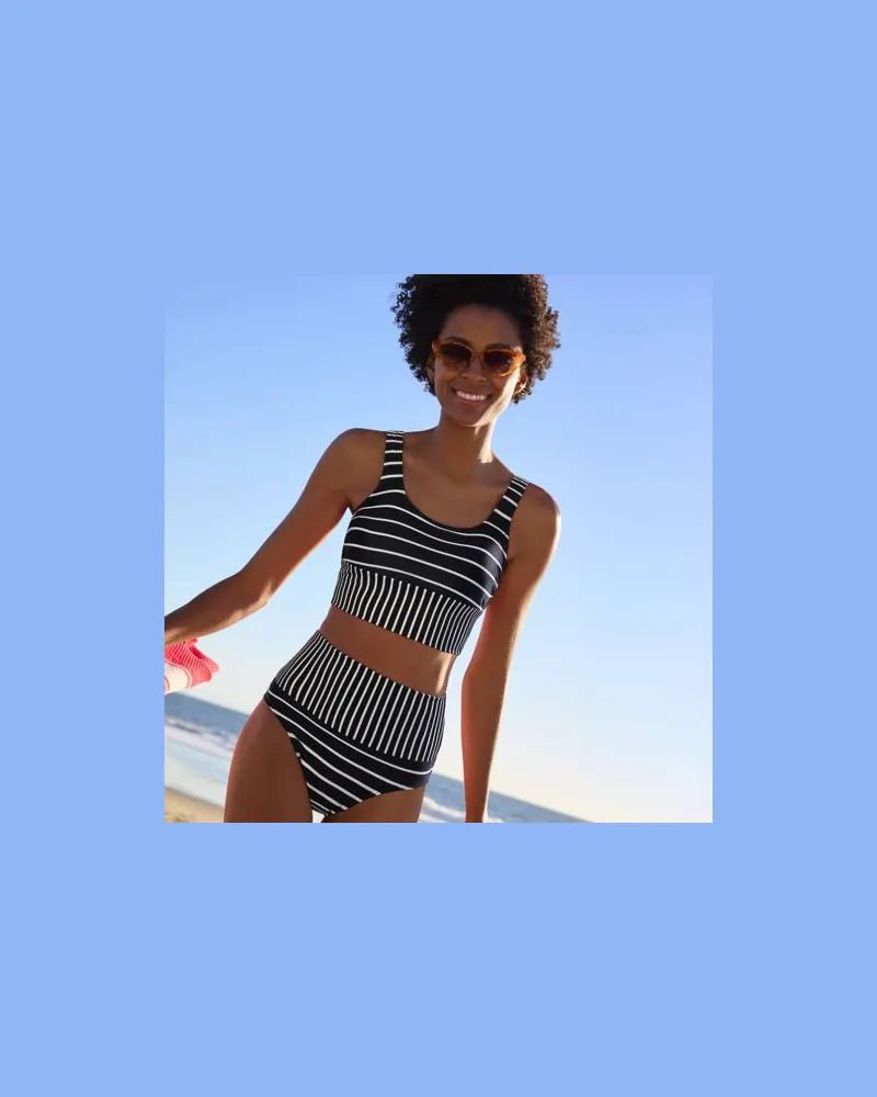 Lands' End Midkini-Set, Damen, Größe:44-46 regular, Schwarz, Elasthan/Metall/Nylon-Mischung, by Schwarz